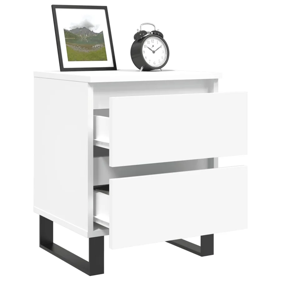 Tables de chevet 2 pcs blanc 40x35x50 cm bois d’ingénierie - 4