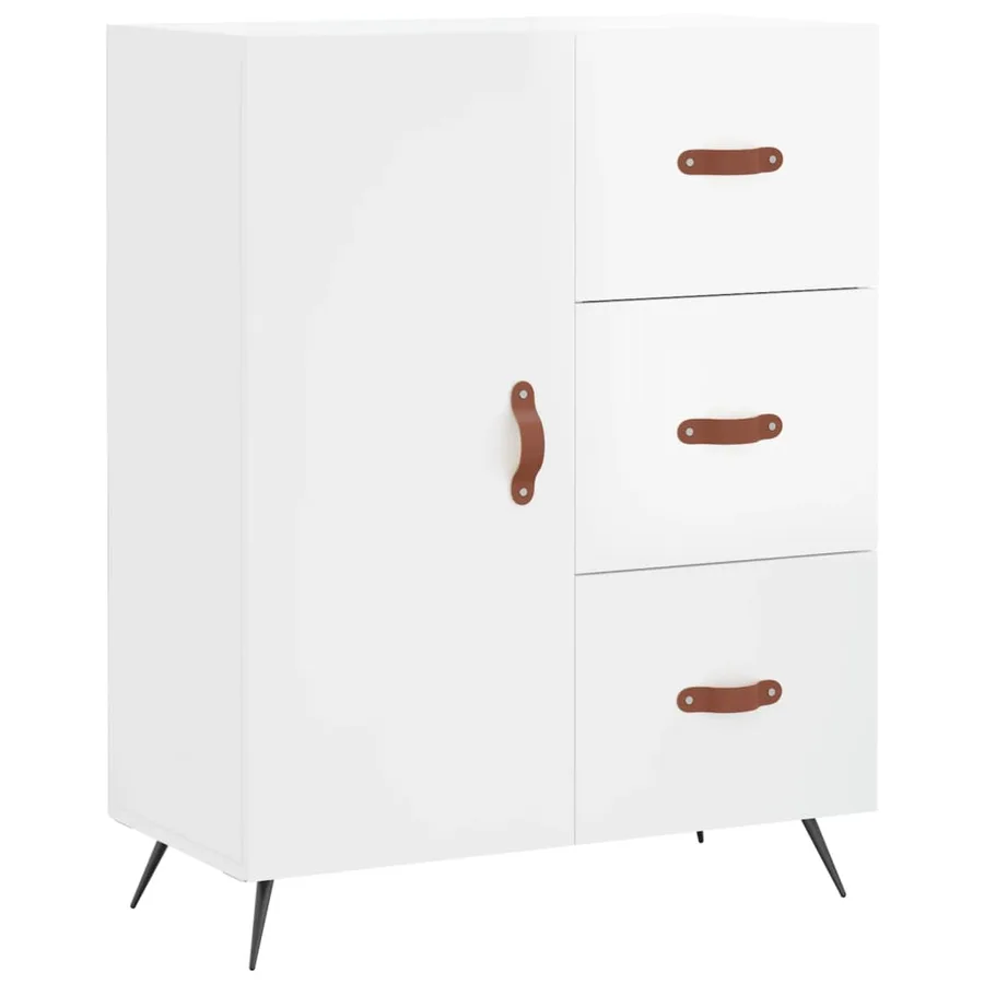 Buffet haut Blanc brillant 69,5x34x180 cm Bois d'ingénierie - 6