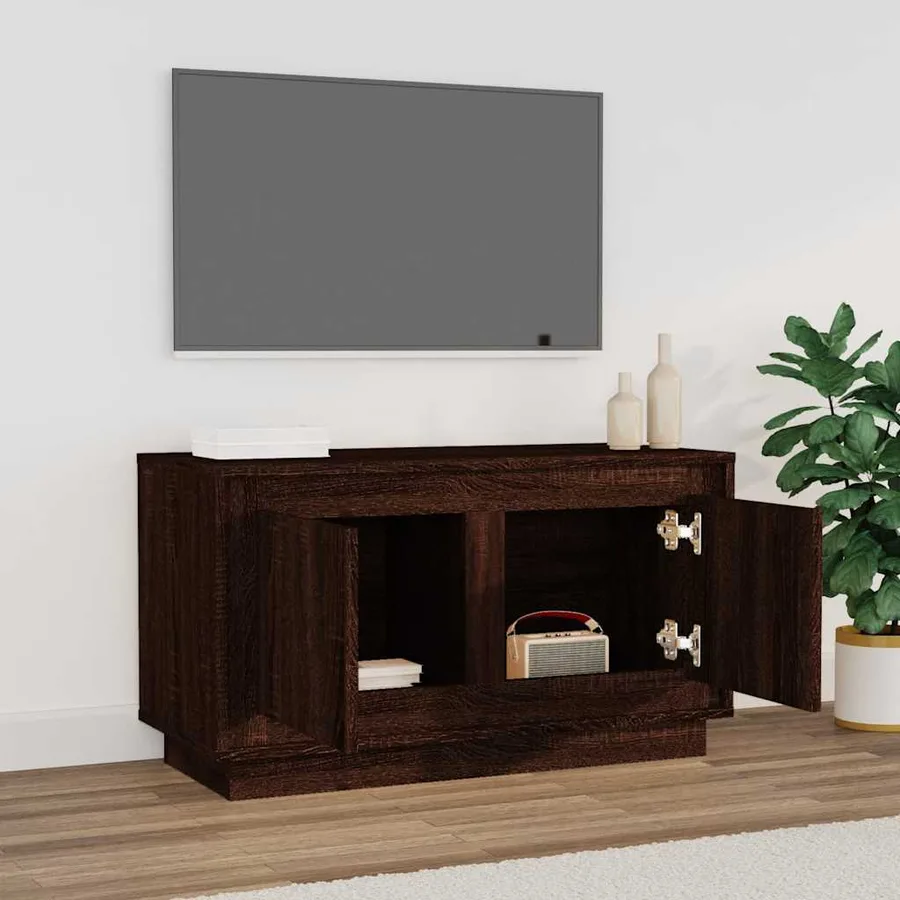 Meuble TV chêne marron 80x35x45 cm bois d'ingénierie - 3