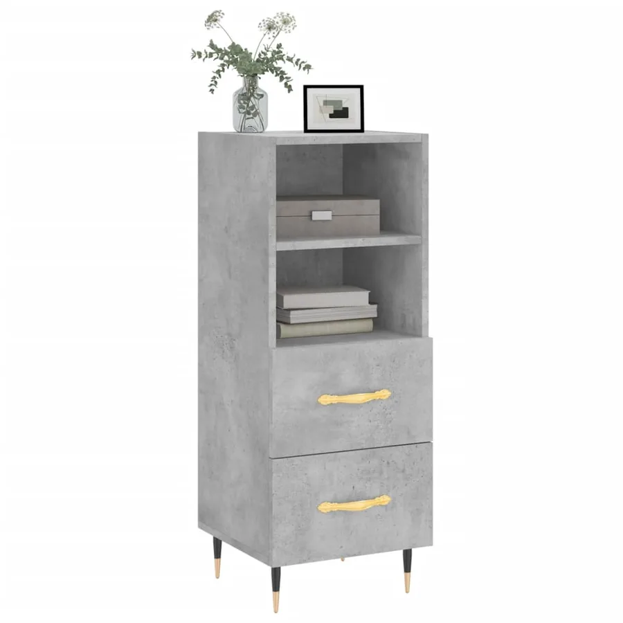 Buffet Gris béton 34,5x34x90 cm Bois d'ingénierie - 3