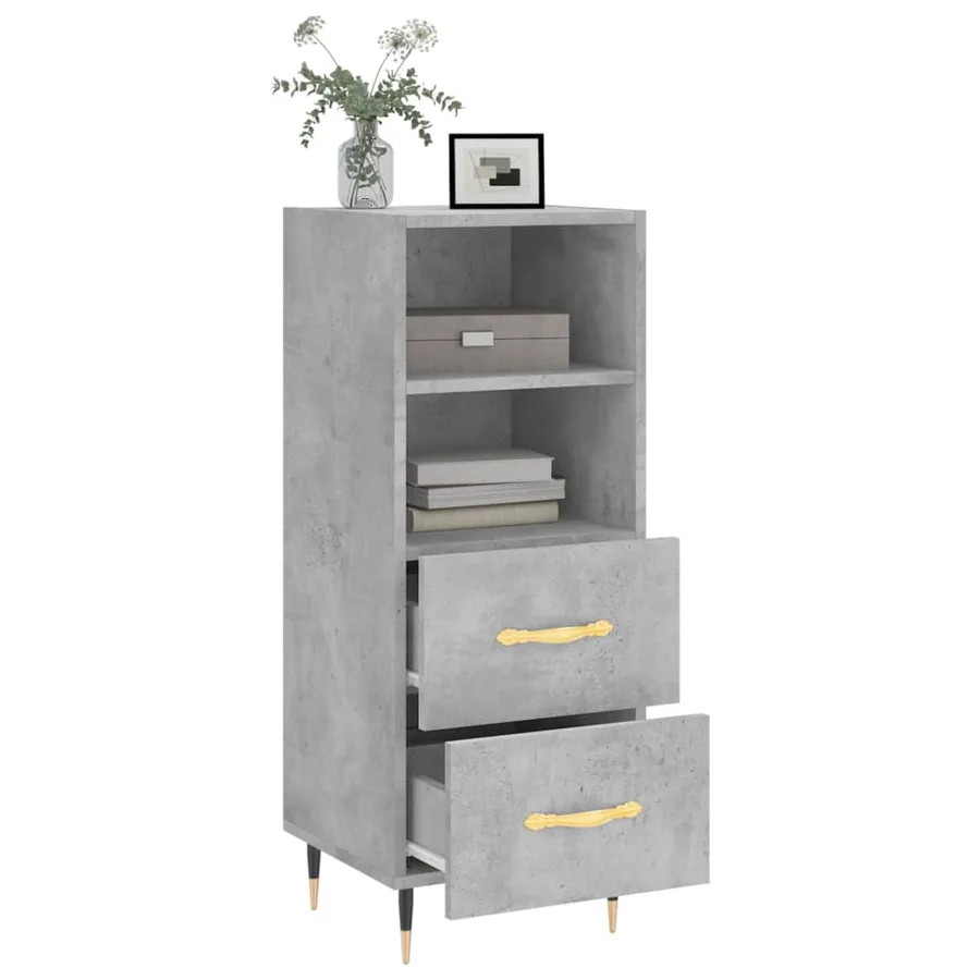 Buffet Gris béton 34,5x34x90 cm Bois d'ingénierie - 4