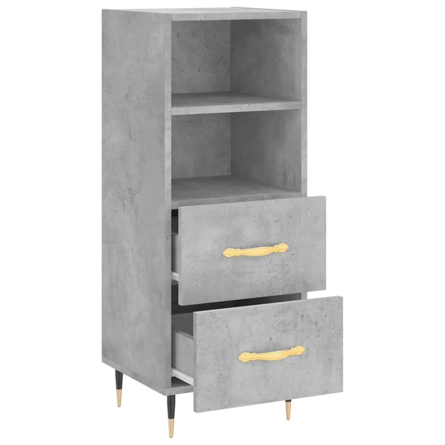 Buffet Gris béton 34,5x34x90 cm Bois d'ingénierie - 5