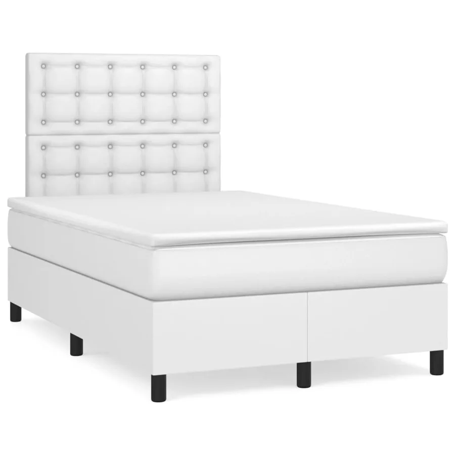 Sommier à lattes de lit avec matelas Blanc 120x200cm Similicuir - 2