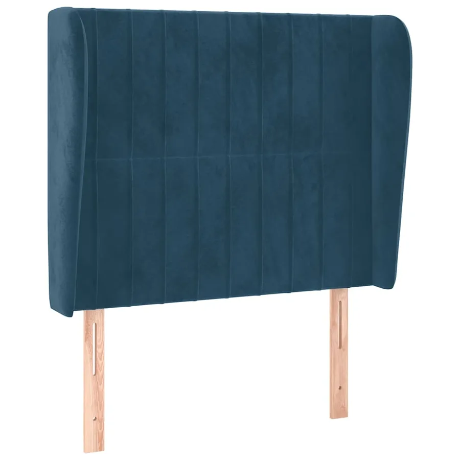Tête de lit avec oreilles Bleu foncé 103x23x118/128 cm Velours - 2
