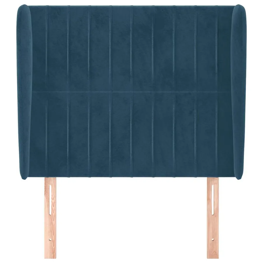 Tête de lit avec oreilles Bleu foncé 103x23x118/128 cm Velours - 3