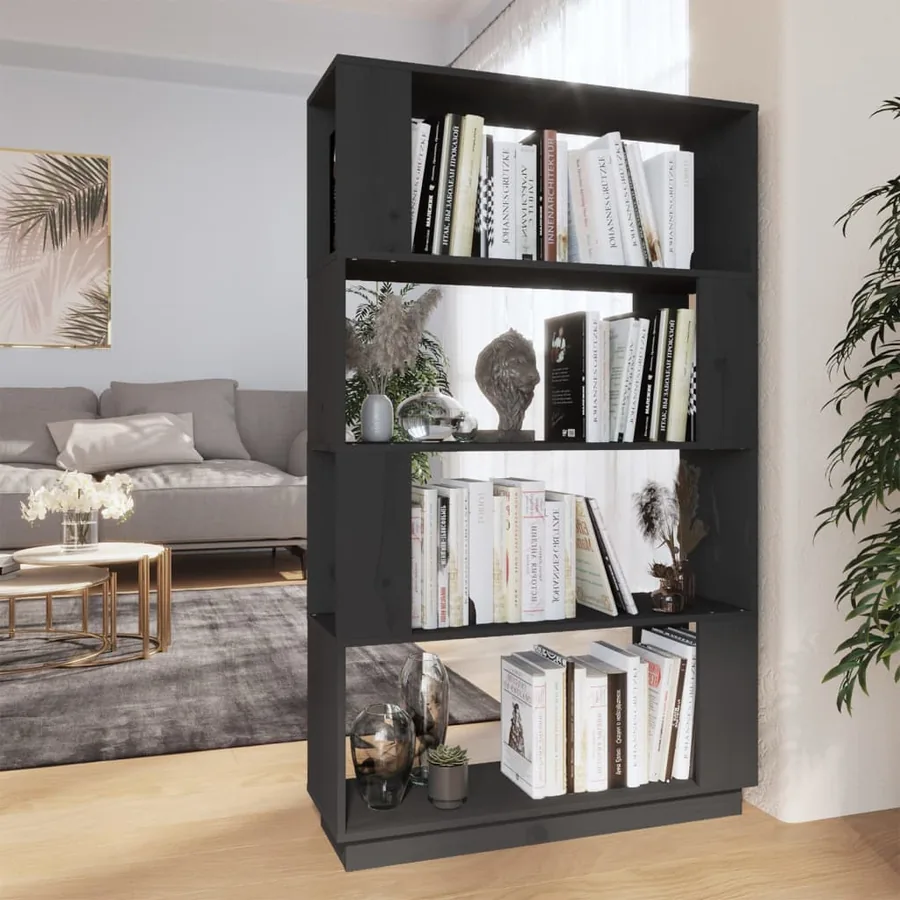 Bibliothèque/Séparateur de pièce Gris 80x25x132 cm Pin massif