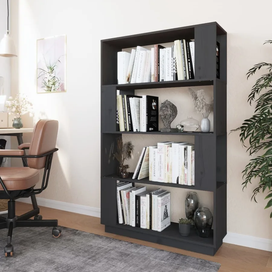Bibliothèque/Séparateur de pièce Gris 80x25x132 cm Pin massif - 3