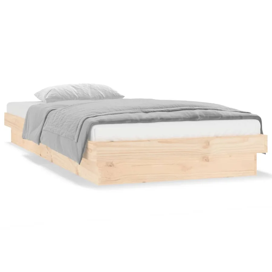 Cadre de lit à LED sans matelas 90x200 cm bois massif - 5