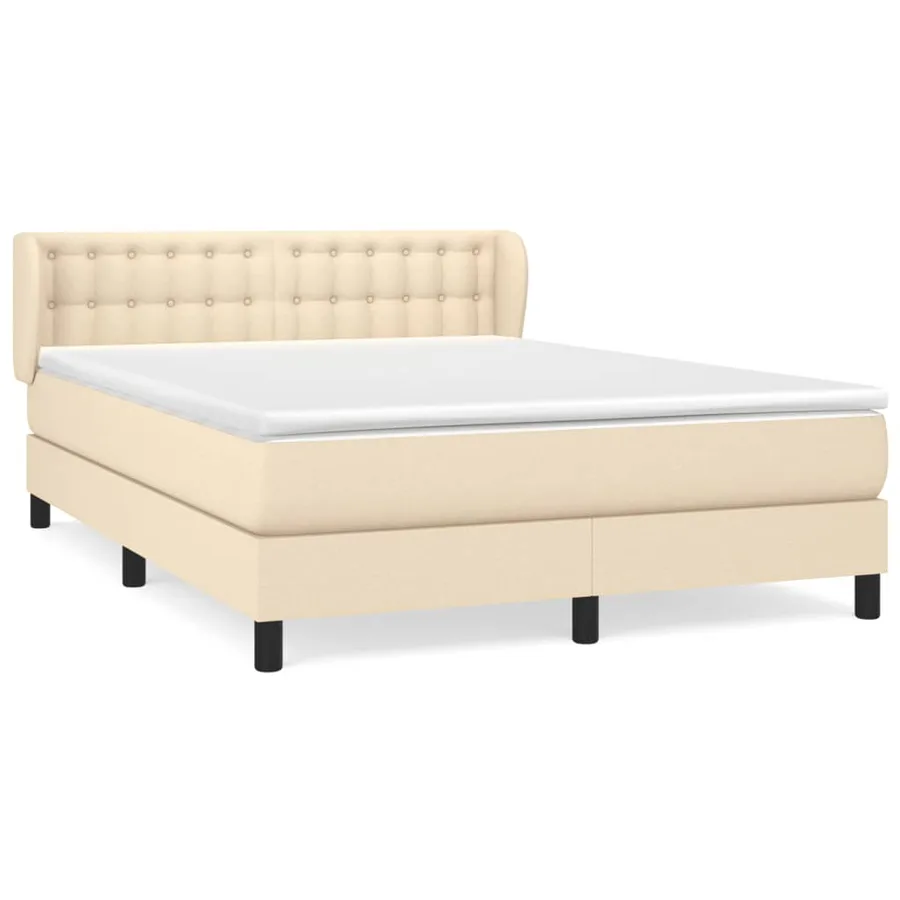 Sommier à lattes de lit avec matelas Crème 140x190 cm Tissu - 2