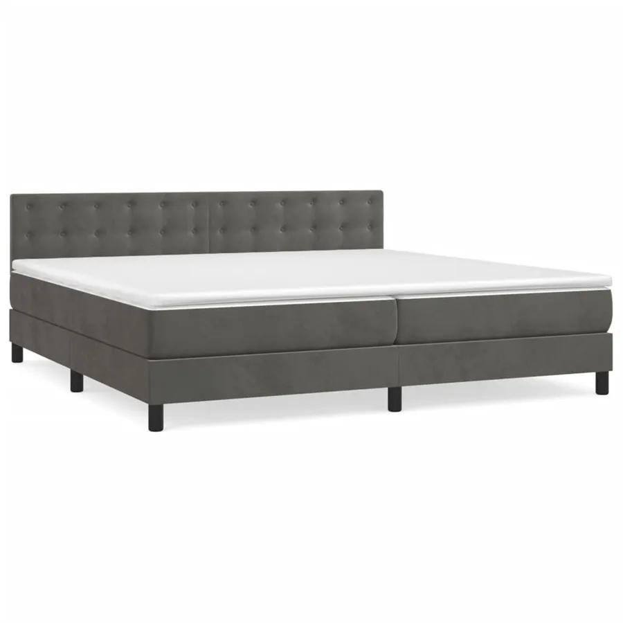 Sommier à lattes de lit et matelas Gris foncé 200x200cm Velours - 2