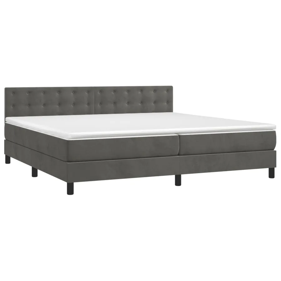 Sommier à lattes de lit et matelas Gris foncé 200x200cm Velours - 3