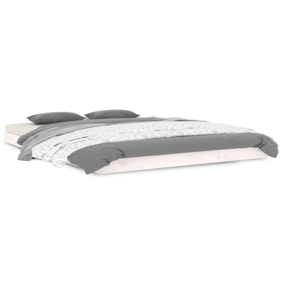 Cadre de lit sans matelas blanc 140x190 cm bois de pin massif - 2