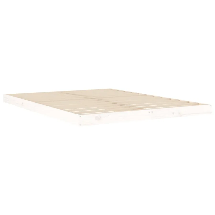 Cadre de lit sans matelas blanc 140x190 cm bois de pin massif - 4