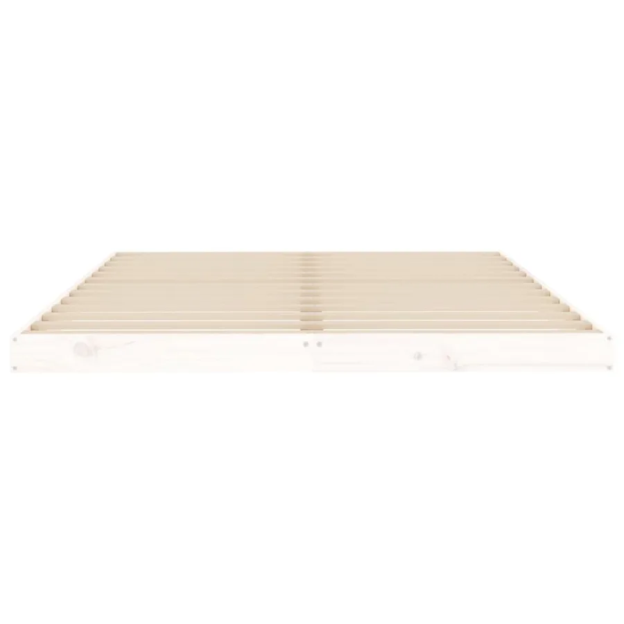 Cadre de lit sans matelas blanc 140x190 cm bois de pin massif - 5