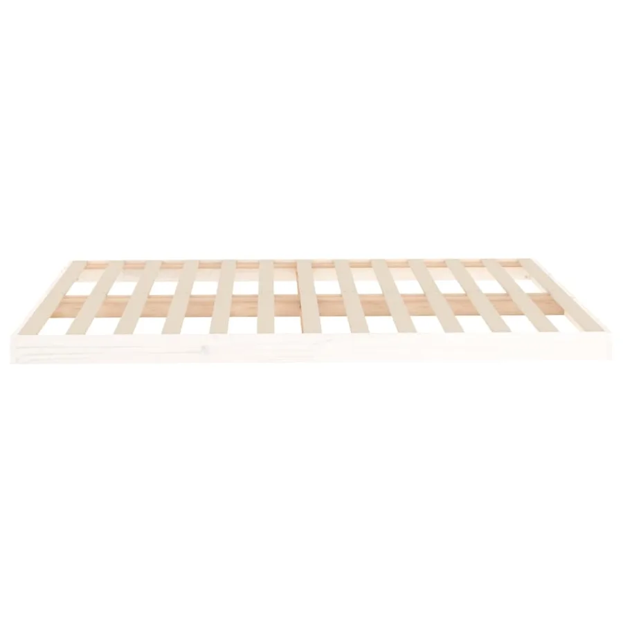 Cadre de lit sans matelas blanc 140x190 cm bois de pin massif - 6