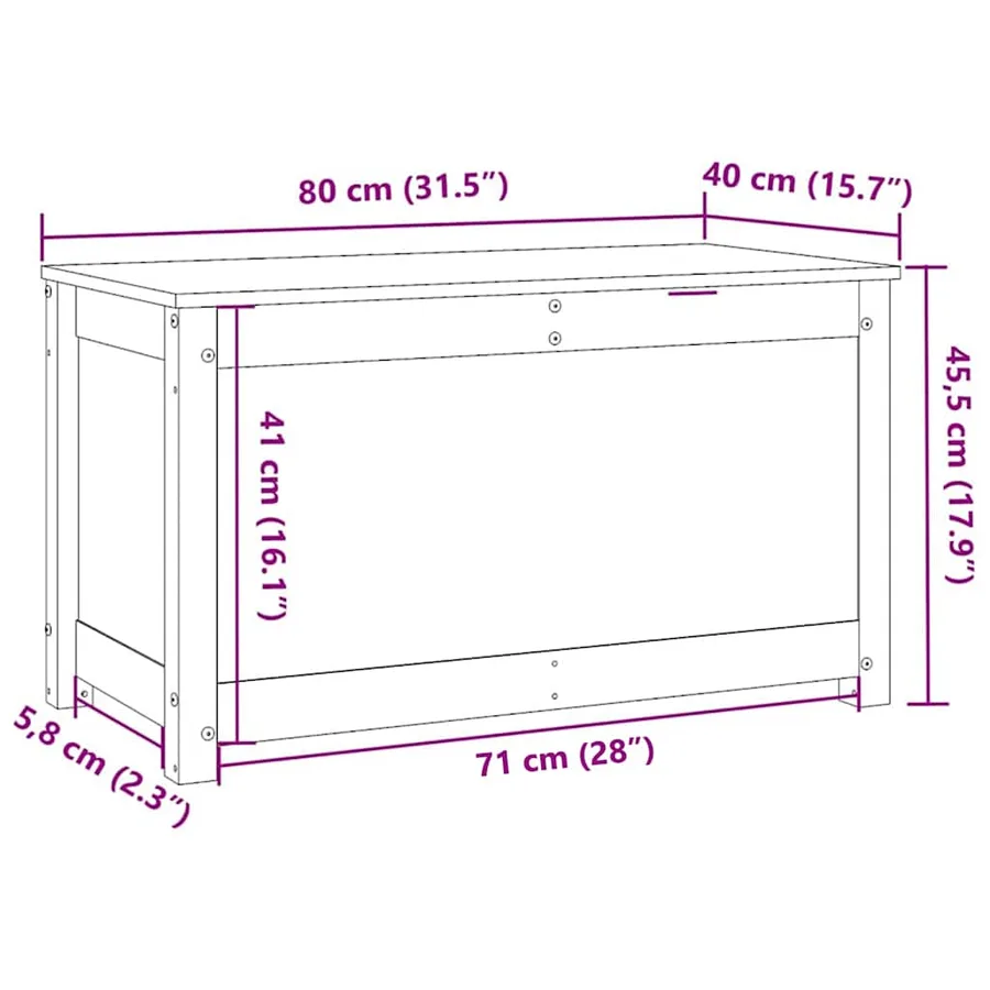 Boîte de rangement 80x40x45,5 cm Bois massif de pin - 12