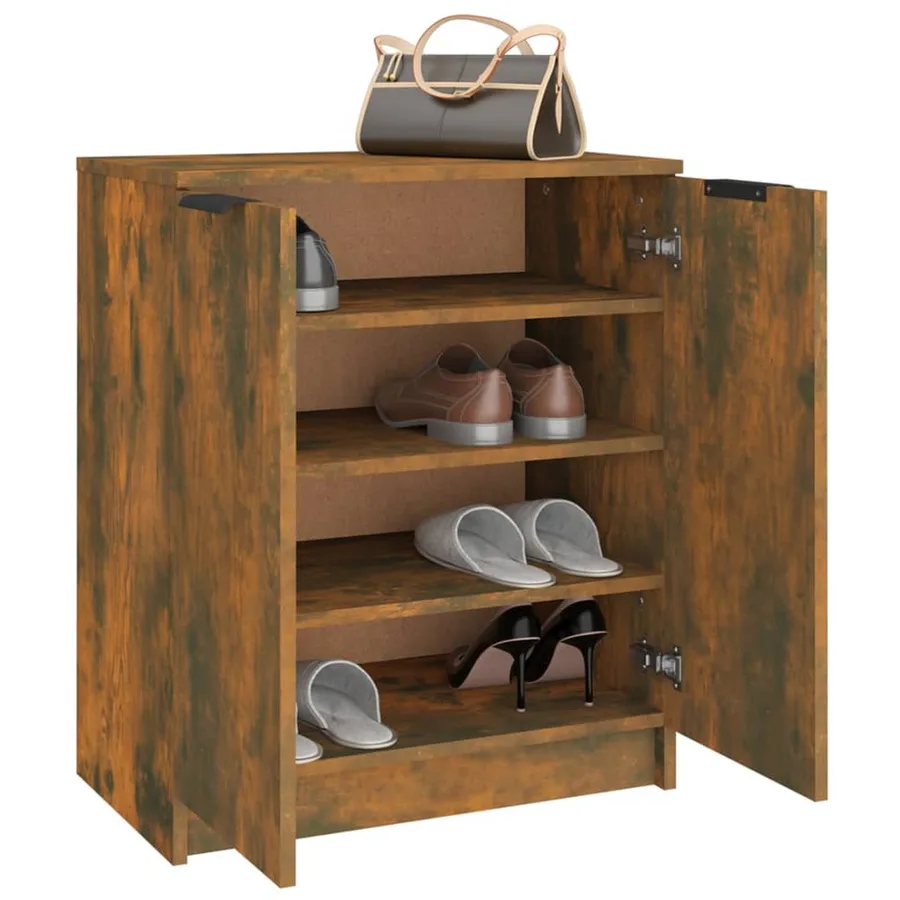 Meuble à chaussures Chêne fumé 59x35x70 cm Bois d'ingénierie - 8