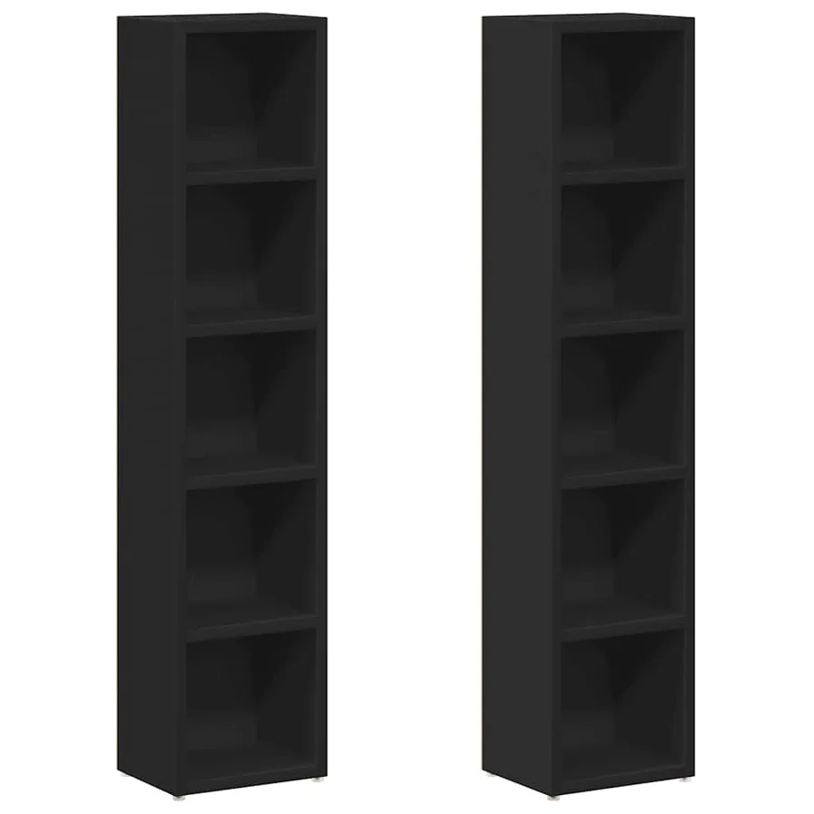 Armoires à CD 2 pcs Noir 21x16x93,5 cm Aggloméré - 2
