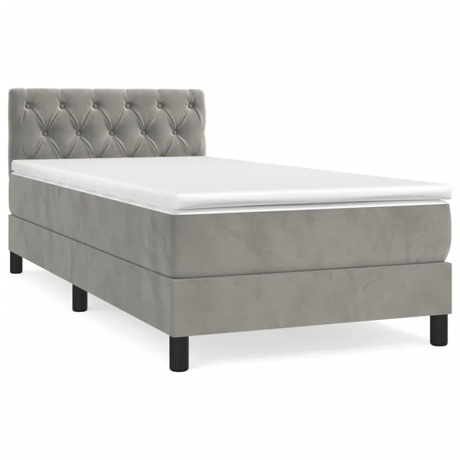 Sommier à lattes de lit et matelas Gris clair 80x200 cm Velours - 2