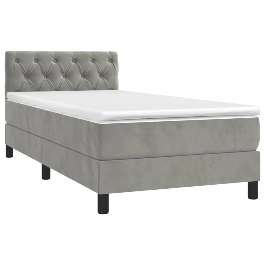 Sommier à lattes de lit et matelas Gris clair 80x200 cm Velours - 3