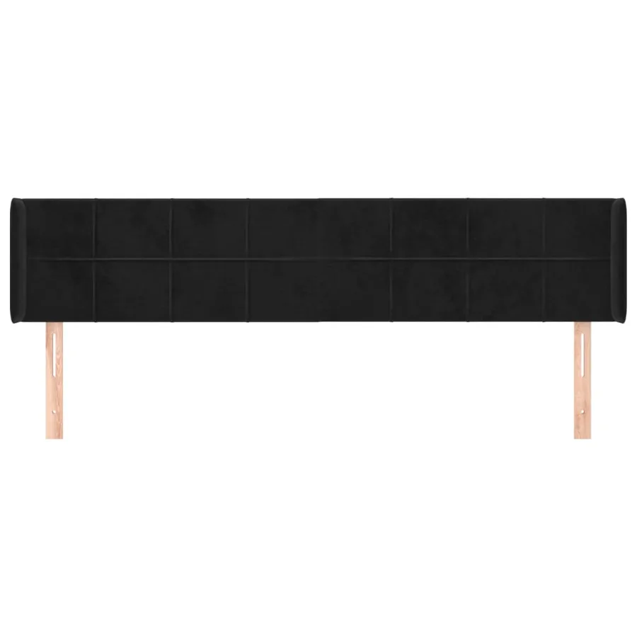 Tête de lit avec oreilles Noir 203x16x78/88 cm Velours - 3