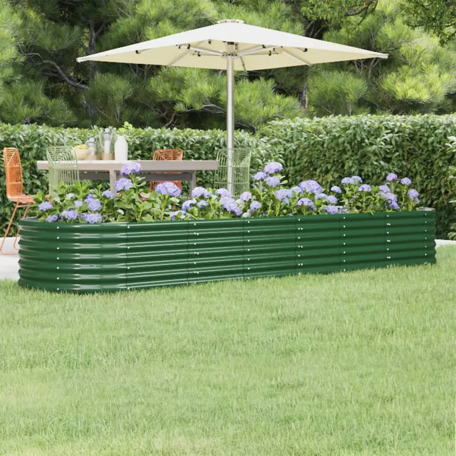 Lit surélevé de jardin Acier galvanisé 296x80x36 cm Vert