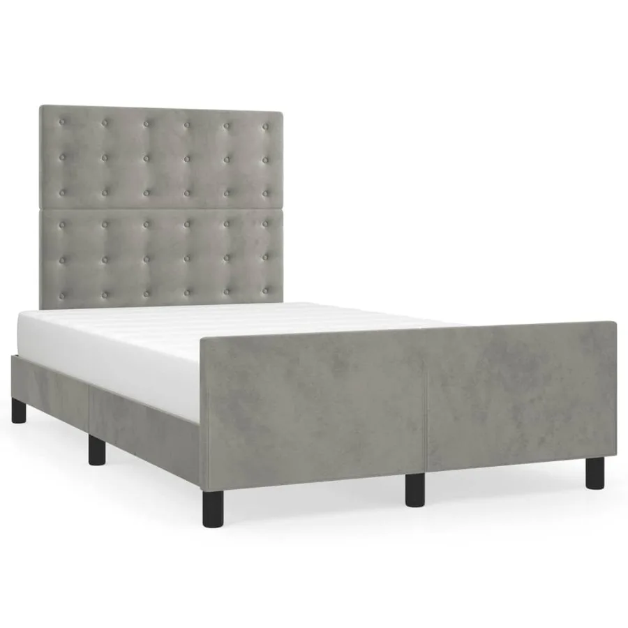 Cadre de lit sans matelas gris clair 120x200 cm velours - 2