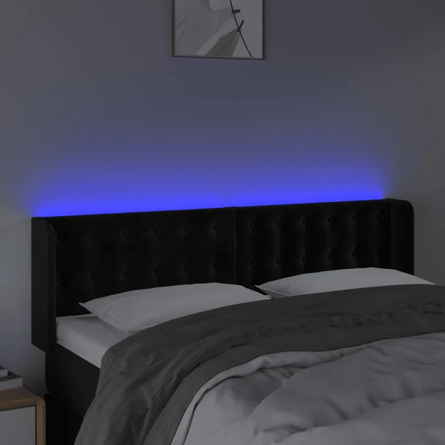 Tête de lit à LED Noir 147x16x78/88 cm Velours - 4