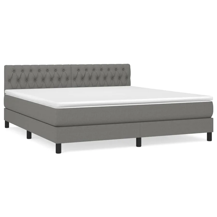 Sommier à lattes de lit avec matelas Gris foncé 180x200cm Tissu - 2