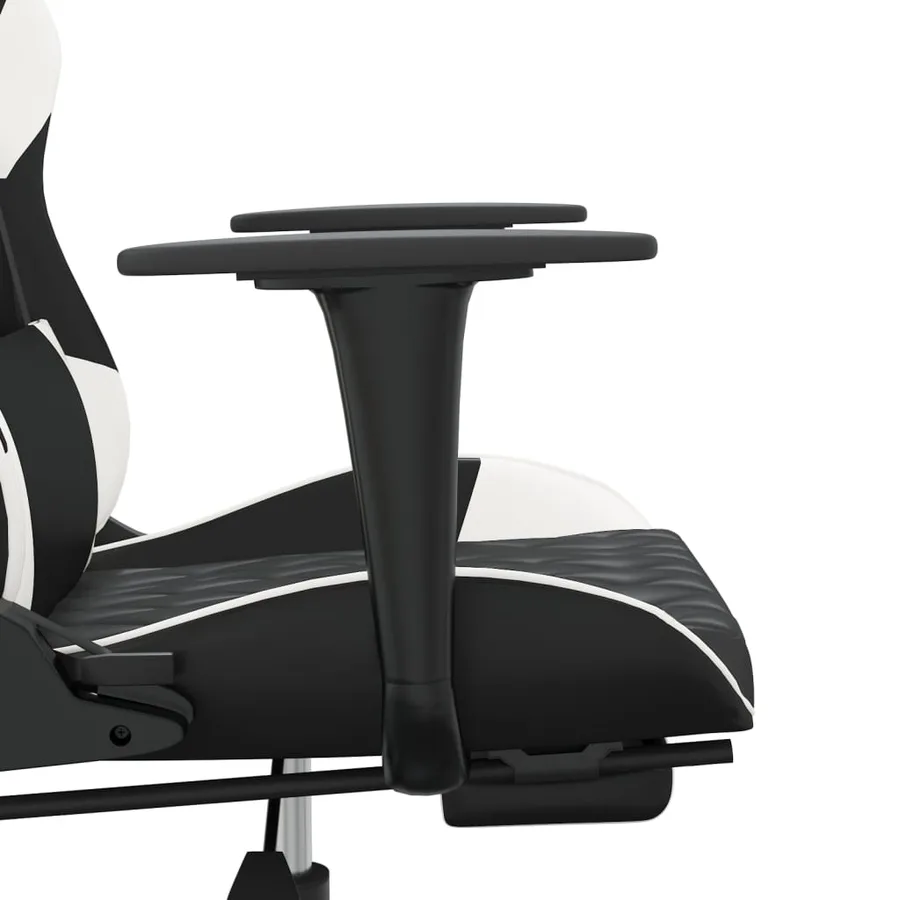 Chaise de jeu de massage avec repose-pied Noir&Blanc Similicuir - 10