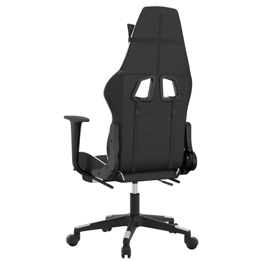 Chaise de jeu de massage avec repose-pied Noir&Blanc Similicuir - 6