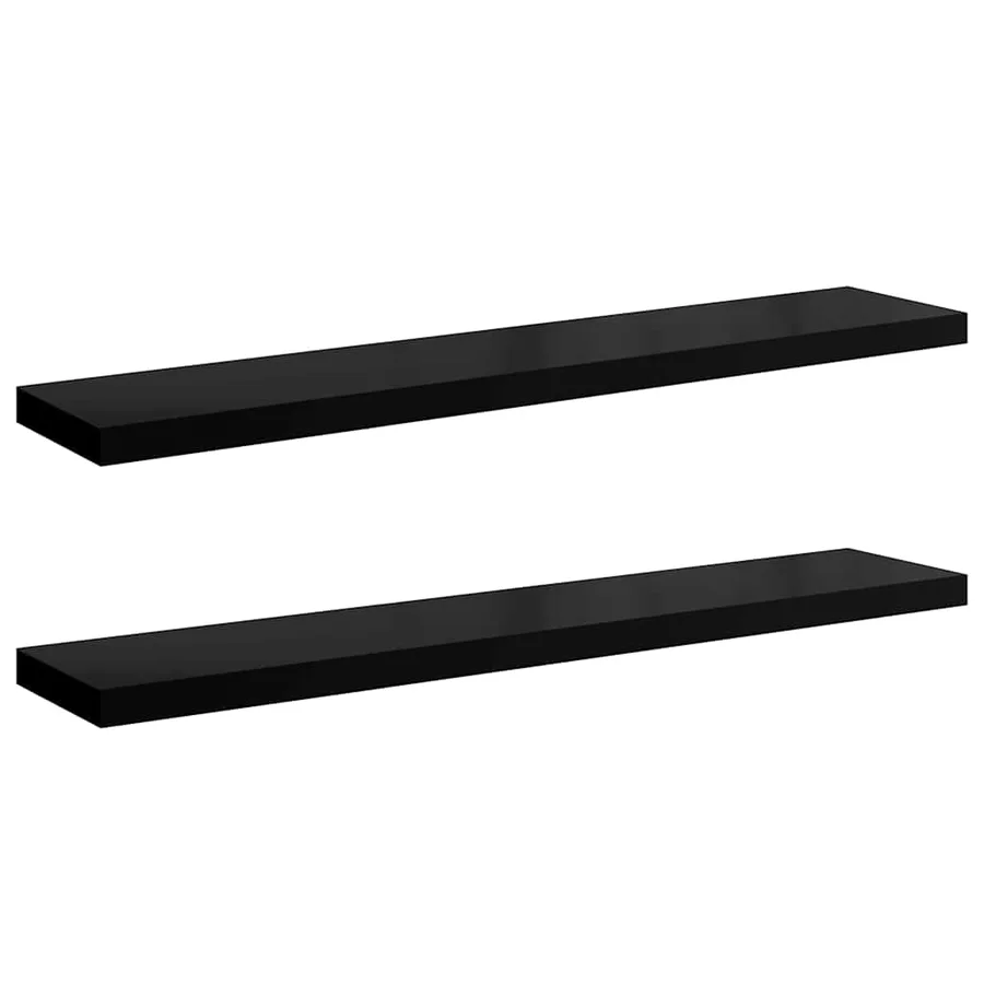 Étagère murale flottante 2 pcs Noir brillant 120x23,5x3,8cm MDF - 2