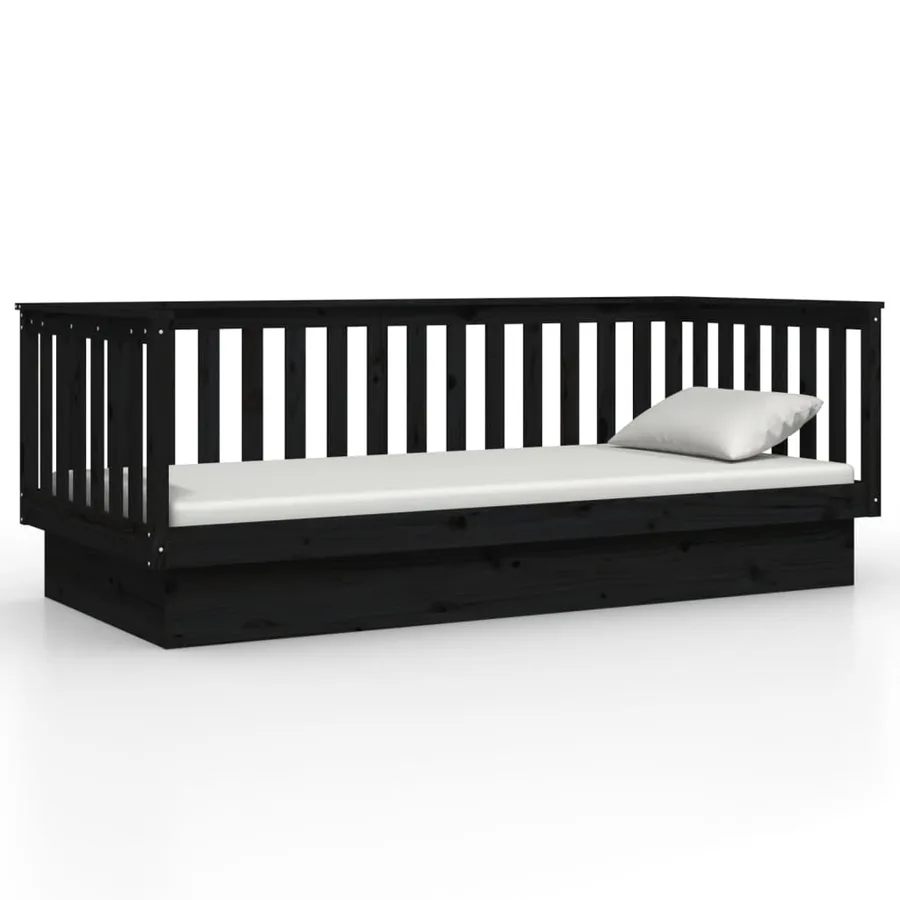 Lit de jour sans matelas noir 100x200 cm bois de pin massif - 5