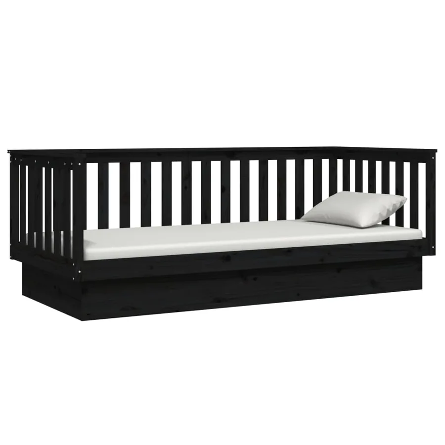 Lit de jour sans matelas noir 100x200 cm bois de pin massif - 6