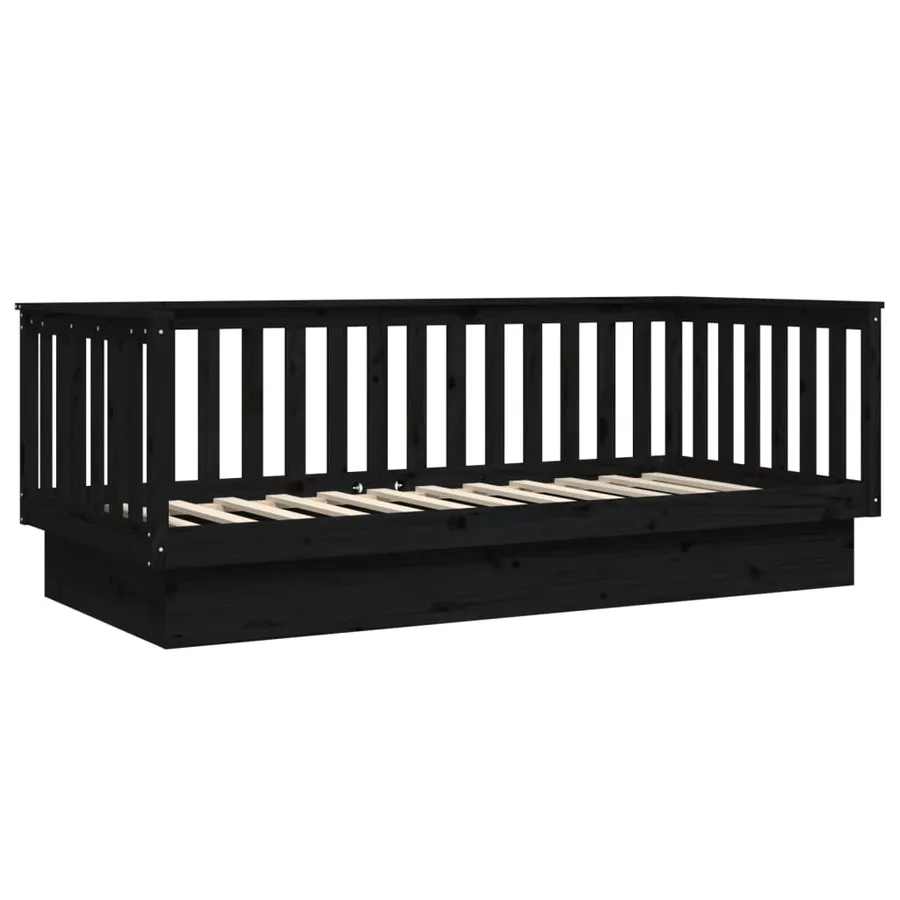 Lit de jour sans matelas noir 100x200 cm bois de pin massif - 7