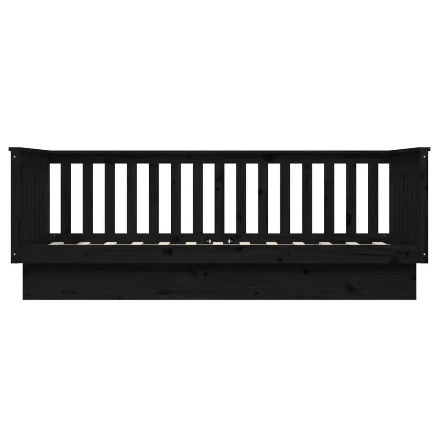 Lit de jour sans matelas noir 100x200 cm bois de pin massif - 8