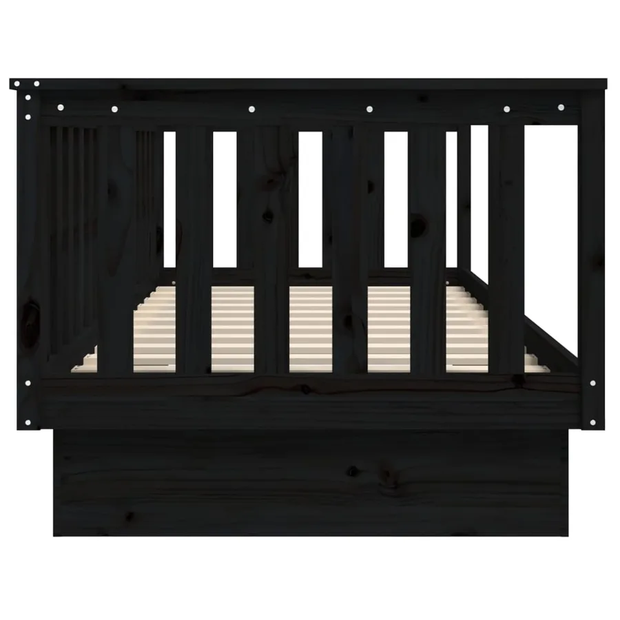 Lit de jour sans matelas noir 100x200 cm bois de pin massif - 9