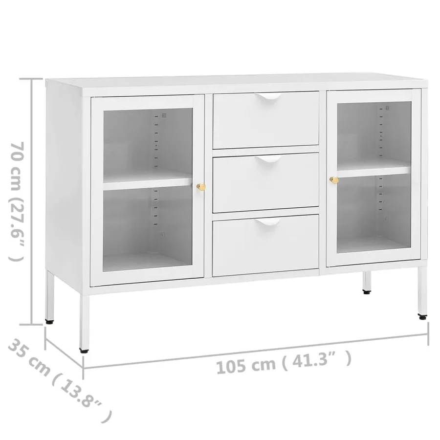 Buffet Blanc 105x35x70 cm Acier et verre trempé - 11