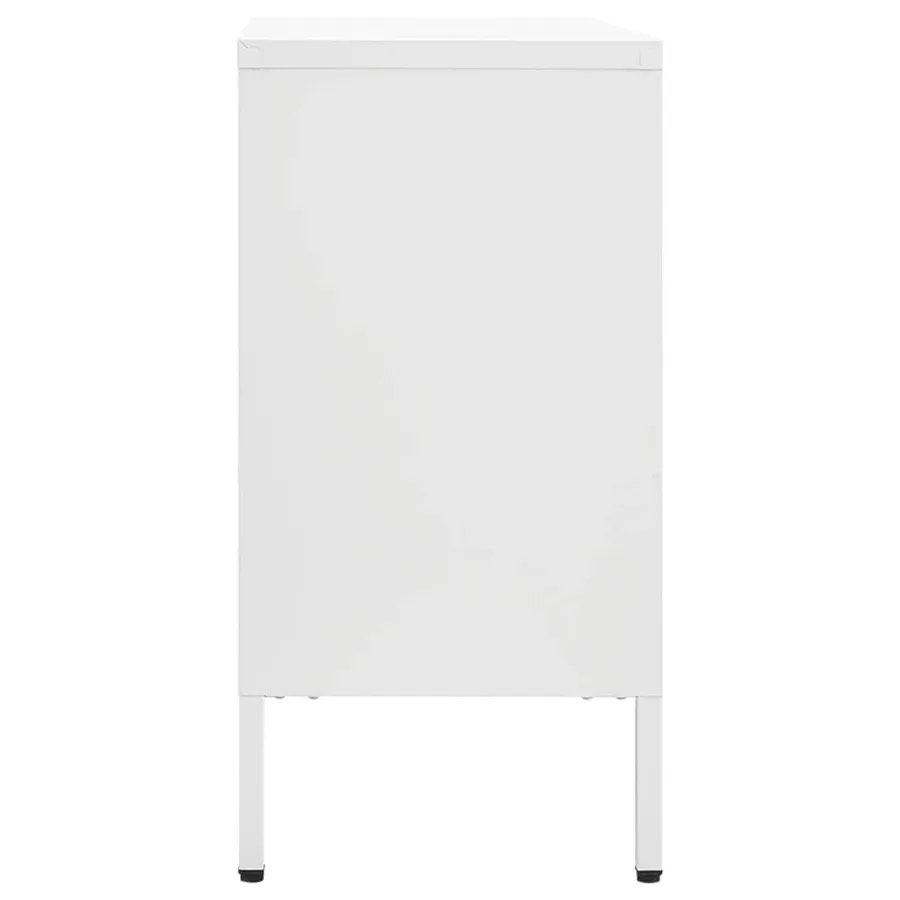Buffet Blanc 105x35x70 cm Acier et verre trempé - 4
