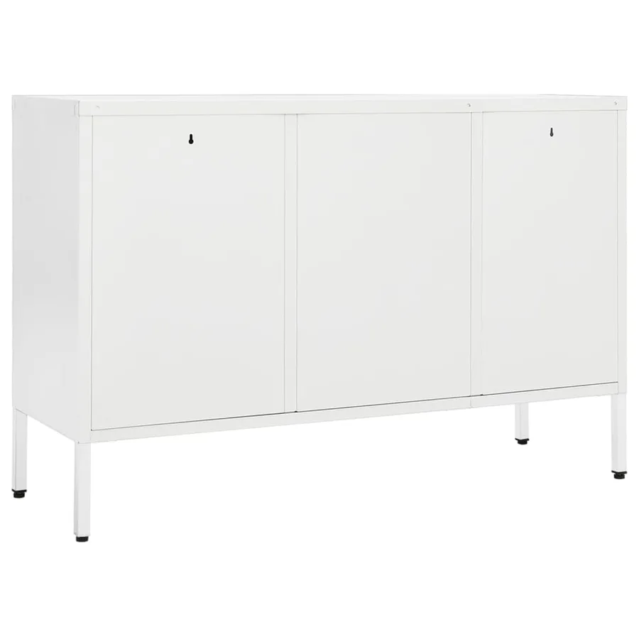 Buffet Blanc 105x35x70 cm Acier et verre trempé - 5