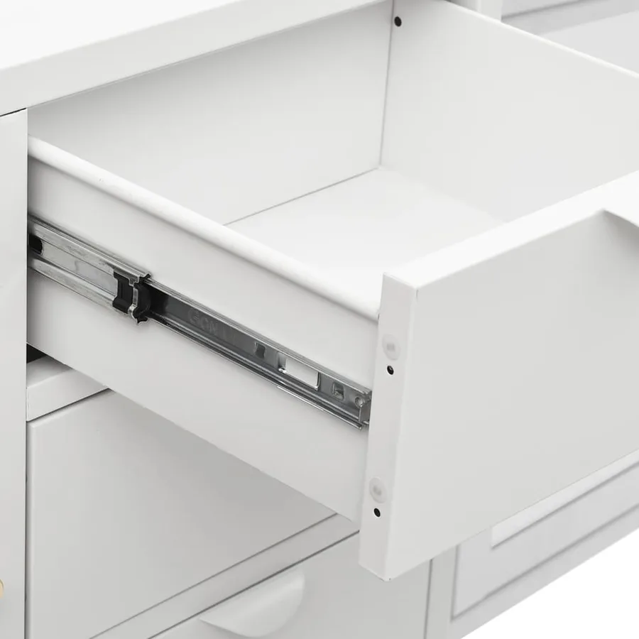 Buffet Blanc 105x35x70 cm Acier et verre trempé - 9