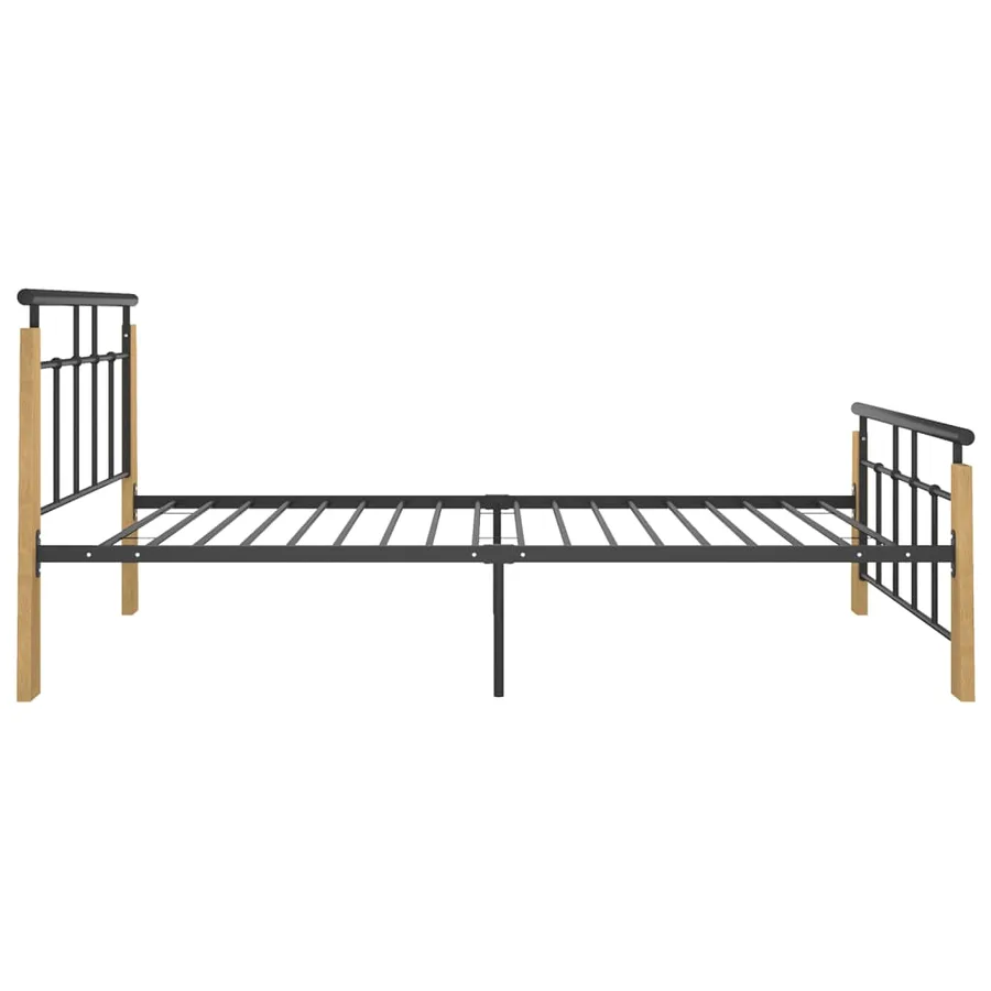 Cadre de lit sans matelas métal bois de chêne massif 100x200 cm - 4