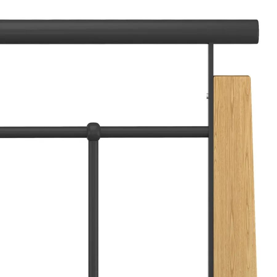 Cadre de lit sans matelas métal bois de chêne massif 100x200 cm - 6