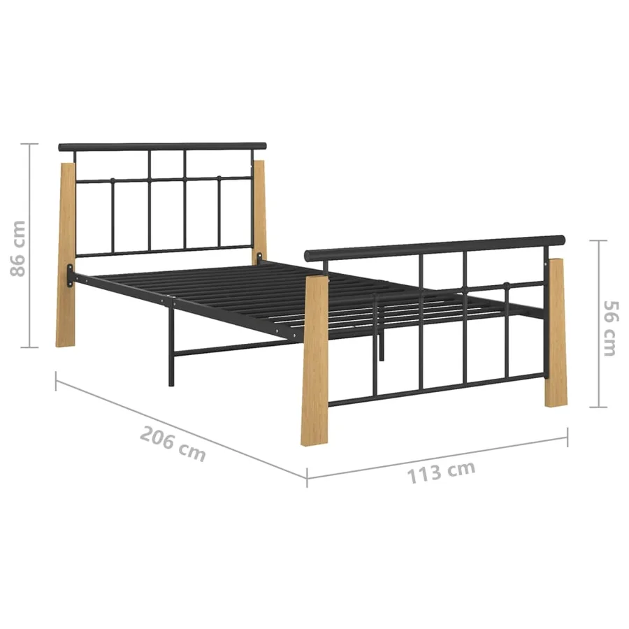 Cadre de lit sans matelas métal bois de chêne massif 100x200 cm - 7