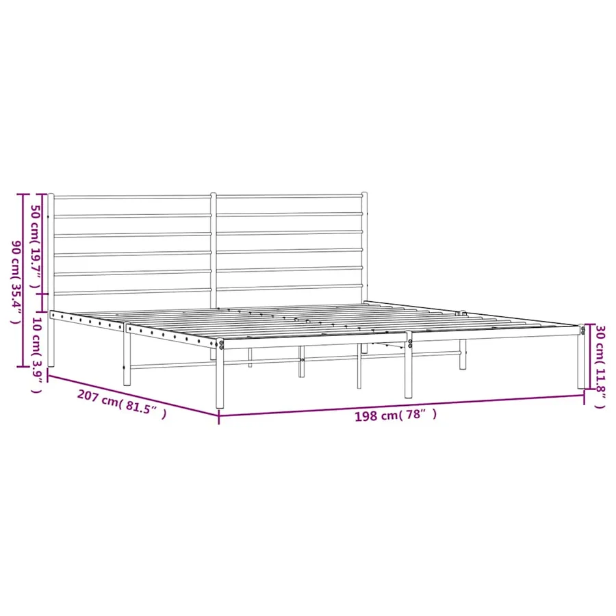 Cadre de lit métal sans matelas et tête de lit blanc 193x203 cm - 10