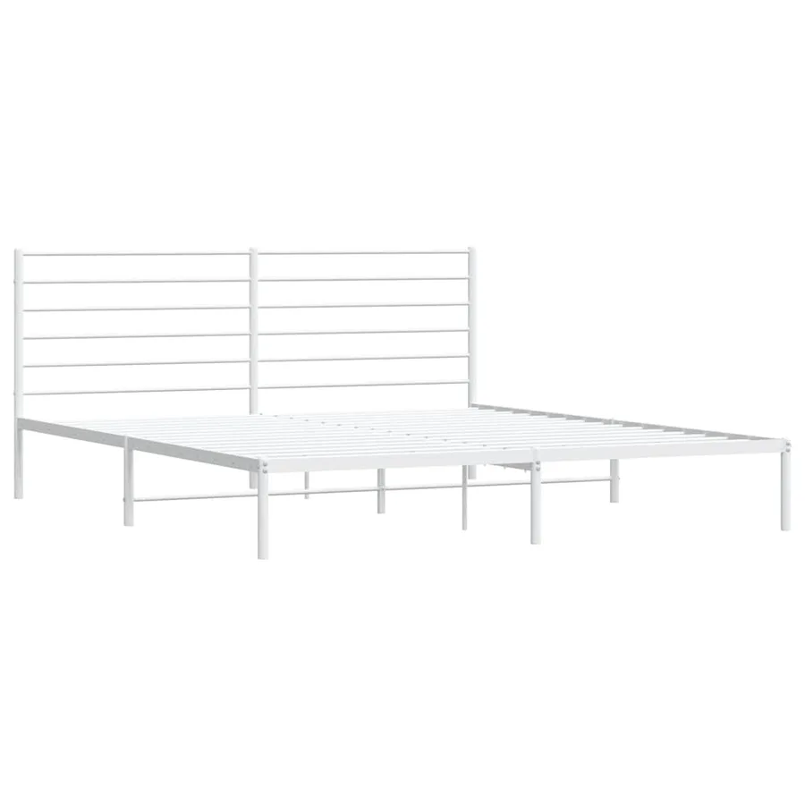 Cadre de lit métal sans matelas et tête de lit blanc 193x203 cm - 4