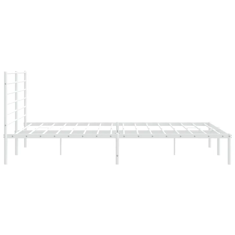 Cadre de lit métal sans matelas et tête de lit blanc 193x203 cm - 7