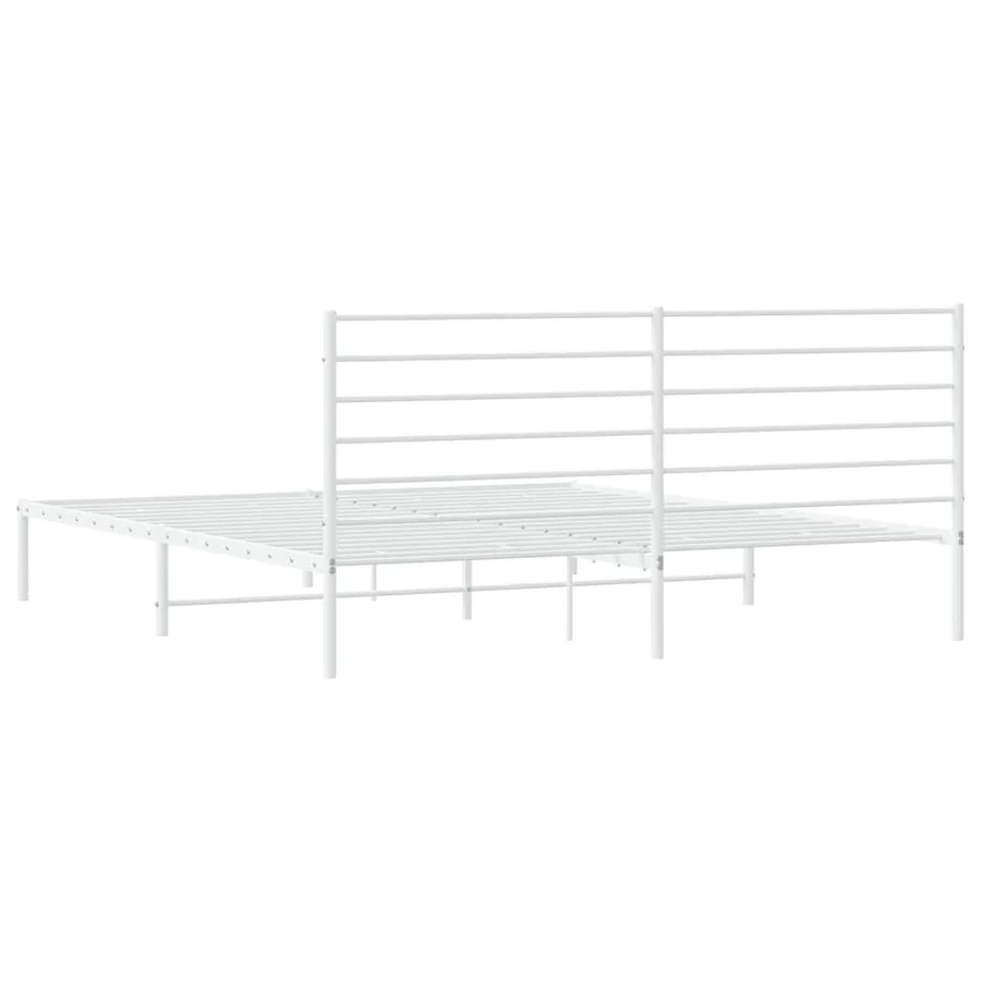 Cadre de lit métal sans matelas et tête de lit blanc 193x203 cm - 8