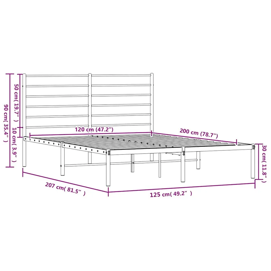 Cadre de lit métal sans matelas et tête de lit blanc 120x200 cm - 10