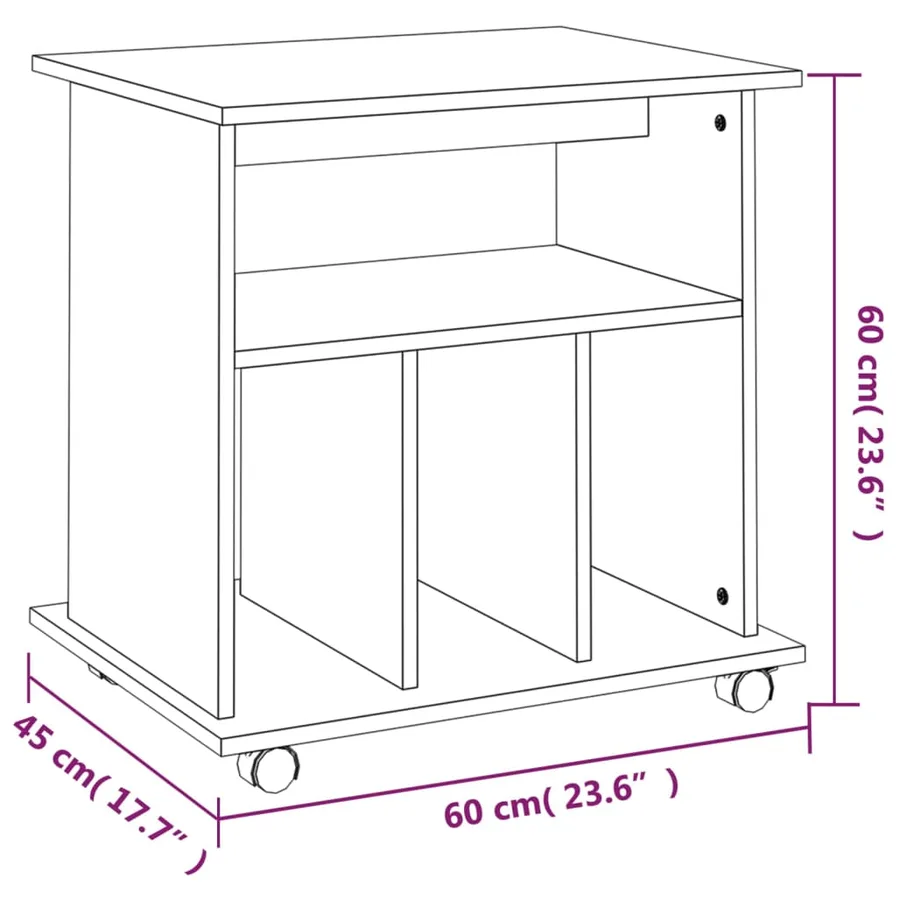 Armoire roulante Sonoma gris 60x45x60 cm Bois d'ingénierie - 8
